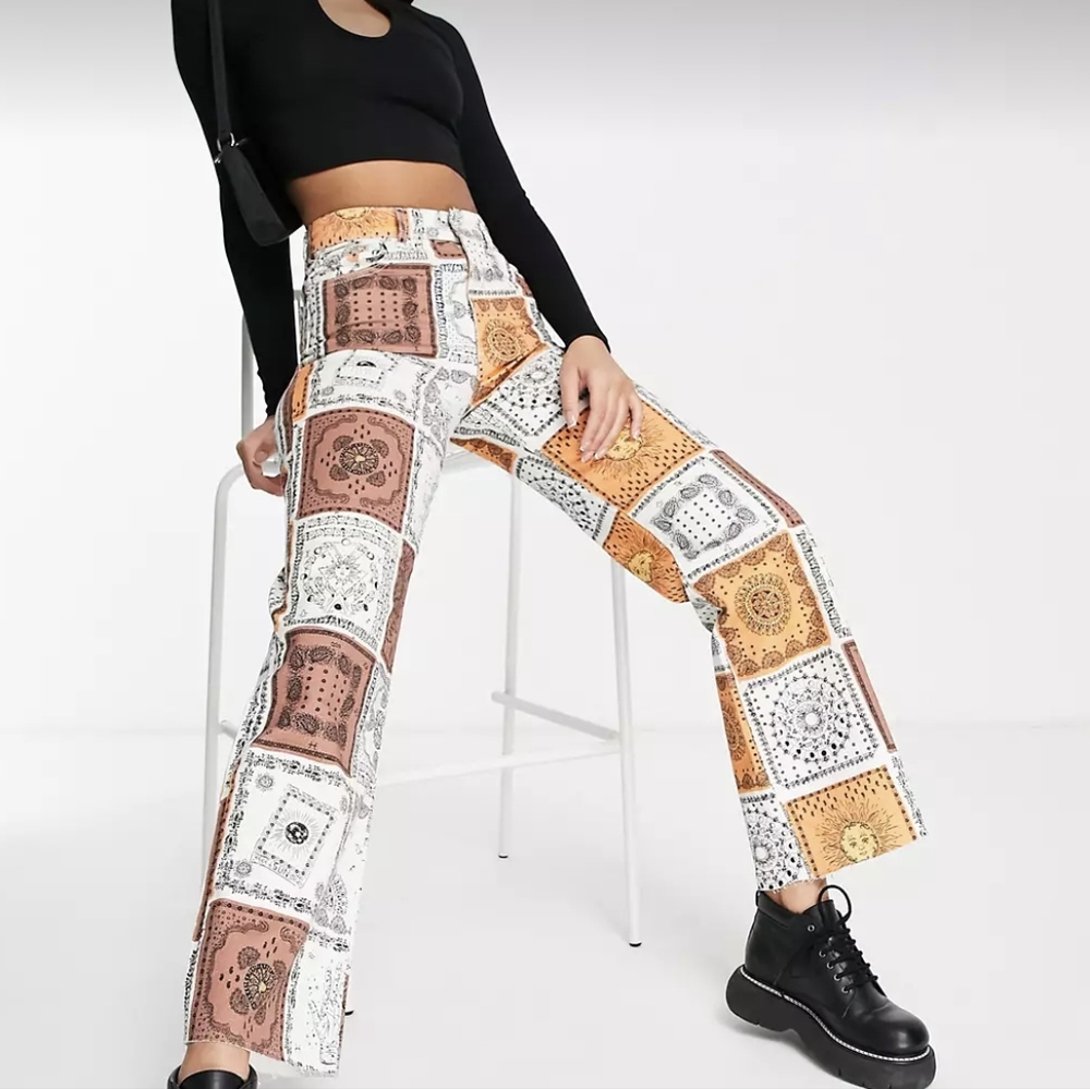 Stradivarius Dad Jean in Celestial Print (Size: 10)
